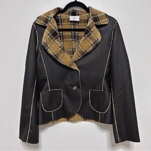 Robert kitchen Jacket women’s size medium brown hippie boho plaid Fall